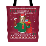 Pitbull Wine Lovers Christmas Tote Bags