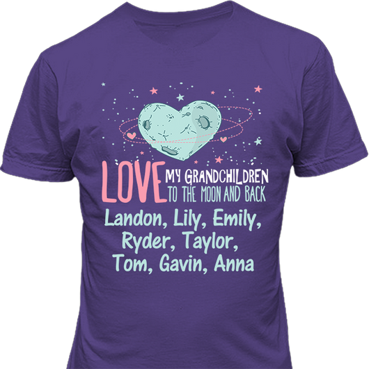 Moon and Back Grankids - Personalized T Shirt
