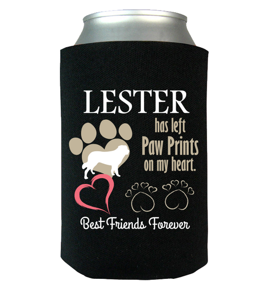 Paw Prints On Heart - Koozie Personalized