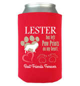 Paw Prints On Heart - Koozie Personalized