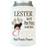 Paw Prints On Heart - Koozie Personalized