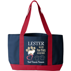 Paw Prints On Heart  - Tote Bag Personalized