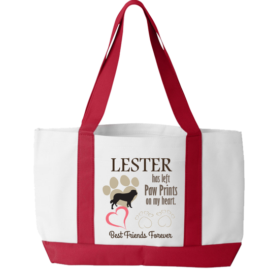 Paw Prints On Heart  - Tote Bag Personalized