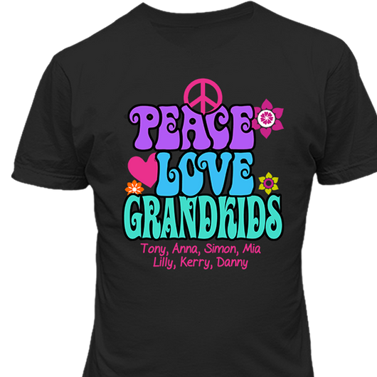Peace Love & Grandkids - T-shirt Personalized
