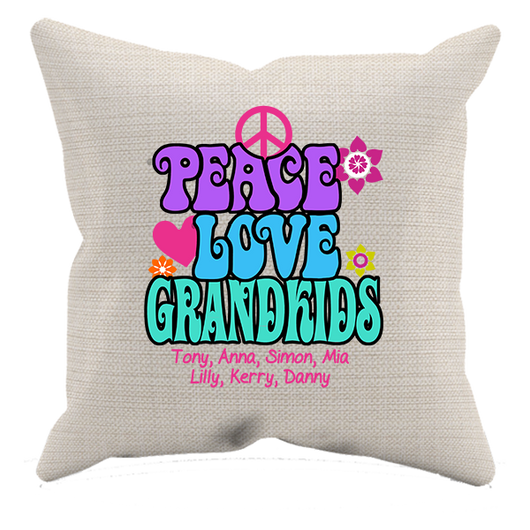 Peace Love & Grandkids Pillow Case - Personalized