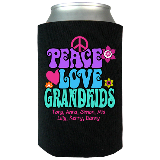 Peace Love & Grandkids - Koozie Personalized