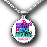 Peace, Love & Grandkids - Necklace Personalized