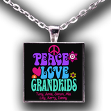 Peace, Love & Grandkids - Necklace Personalized