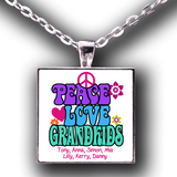 Peace, Love & Grandkids - Necklace Personalized