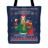 Pitbull Wine Lovers Christmas Tote Bags