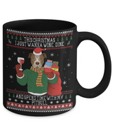 Pitbull Wine Lovers Ugly  Christmas Style Mug