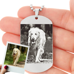 Personalized Photo Etched Dog tag for Dog Dads with  Ball chain