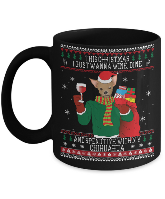 Chihuahua Wine Lovers Ugly Christmas Mug