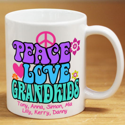 Peace Love & Grandkids - Mug - Personalized