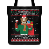 Pitbull Wine Lovers Christmas Tote Bags