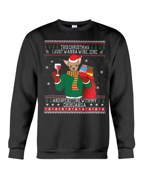 Chihuahua - Wine Lovers Ugly Christmas Sweaters