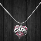SALE - White/Pink Heart Nurse Necklace