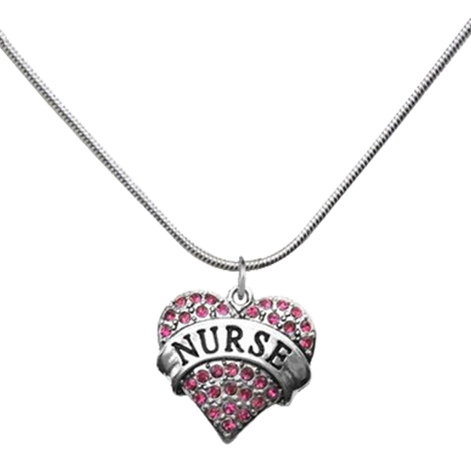 SALE - White/Pink Heart Nurse Necklace