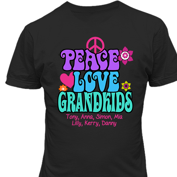 Peace Love & Grandkids - T-shirt Personalized