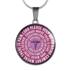 Nurse's Prayer Stainless Steel Necklace - Fuchsia