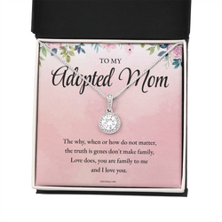 Adoptive Mom Presents from Daughter, Foster Mom, Stepmom, Unbiological Mother, Bonus Mom Necklace, Adoption Presents, Mother's Day, Birthday Present PINK - AM001 - DPN002