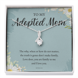 Adoptive Mom Presents from Daughter, Foster Mom, Stepmom, Unbiological Mother, Bonus Mom Necklace, Adoption Presents, Mother's Day, Birthday Present BLUE - AM001 - DPN004