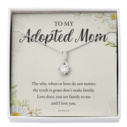Adoptive Mom Presents from Daughter, Foster Mom, Stepmom, Unbiological Mother, Bonus Mom Necklace, Adoption Presents, Mother's Day, Birthday Present CREAM - AM001 - DPN004