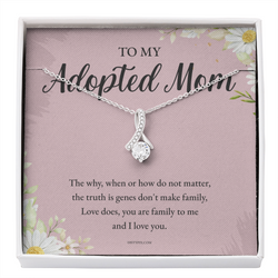 Adoptive Mom Presents from Daughter, Foster Mom, Stepmom, Unbiological Mother, Bonus Mom Necklace, Adoption Presents, Mother's Day, Birthday Present PINK - AM001 - DPN004