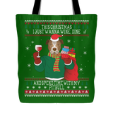 Pitbull Wine Lovers Christmas Tote Bags