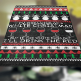 Ugly Christmas Wine Fleece Blanket
