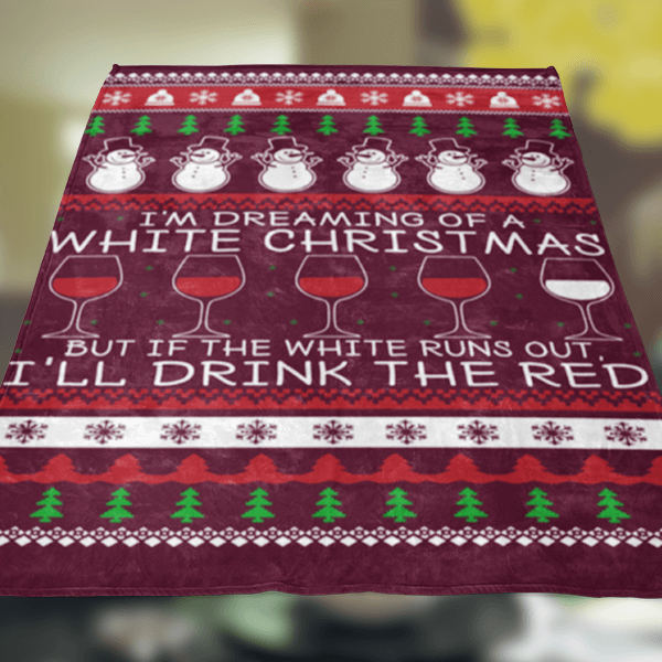 Ugly Christmas Wine Fleece Blanket